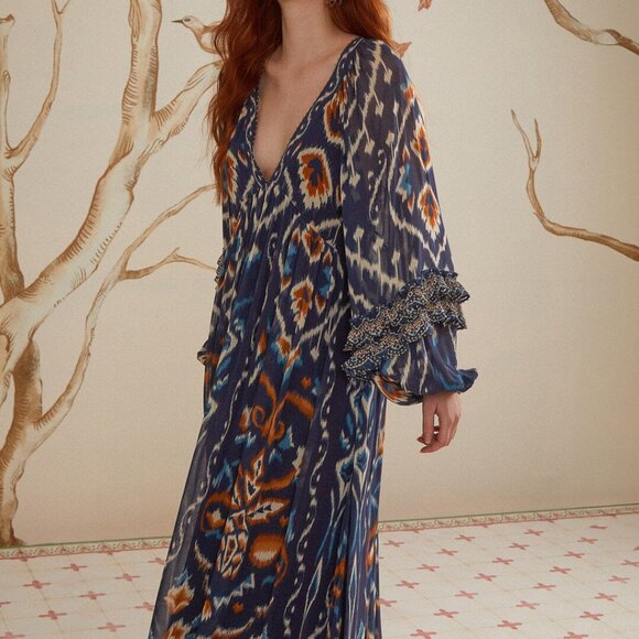 Farm Rio Pineapple Ikat-Inspired Maxi Dress - Picture 10 of 13
